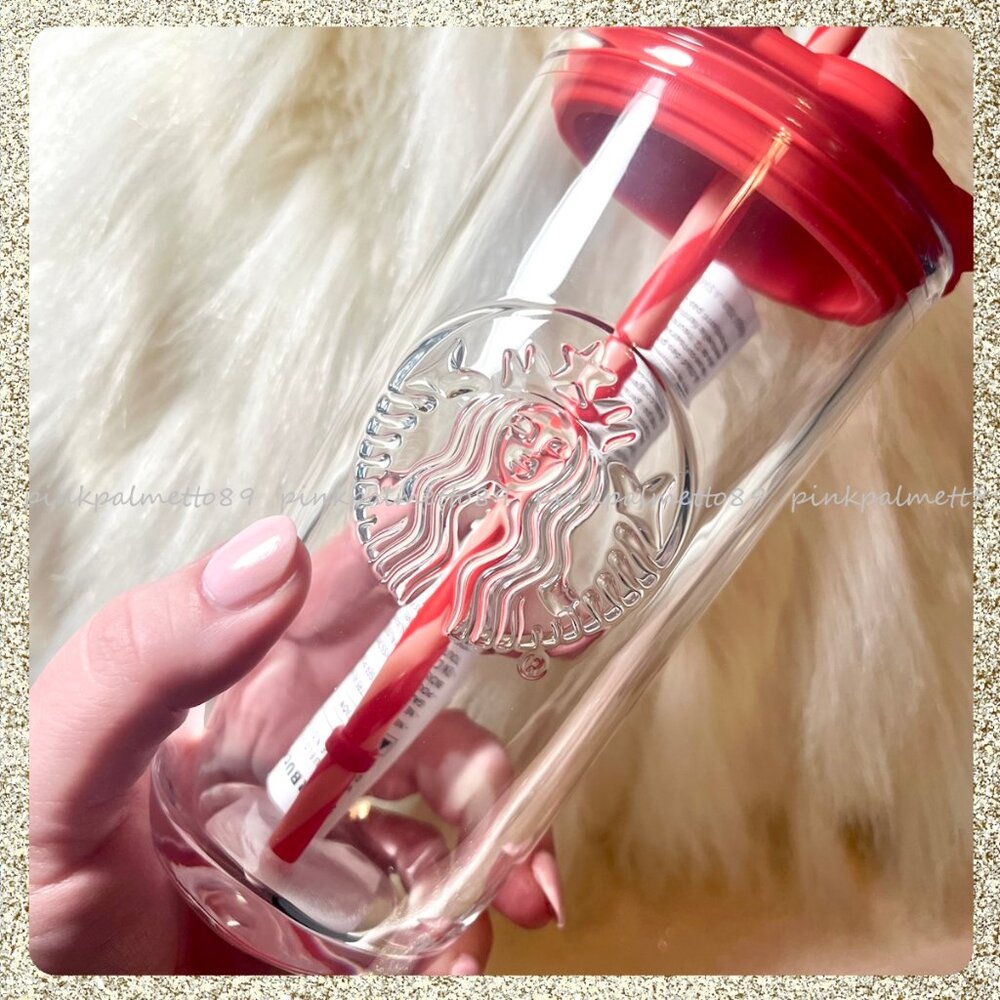 ❤️ NWT 2026 Starbucks Valentine’s Day Heart-Shaped 16oz Glass Tumbler - Picture 3 of 7
